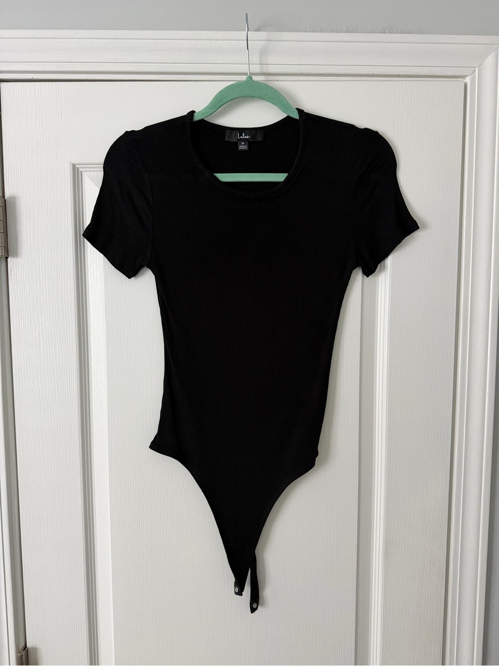 Lulu's Black Ribbed Crewneck Bodysuit